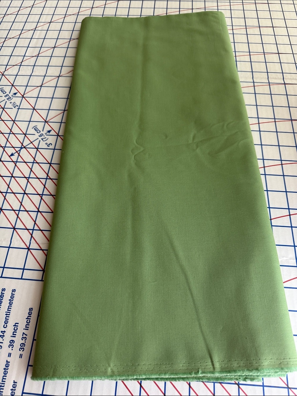 Vintage 1970s Avocado Green Cotton Blend Fabric 2+ Yards x 44” Solid Sturdy - Picture 2 of 11